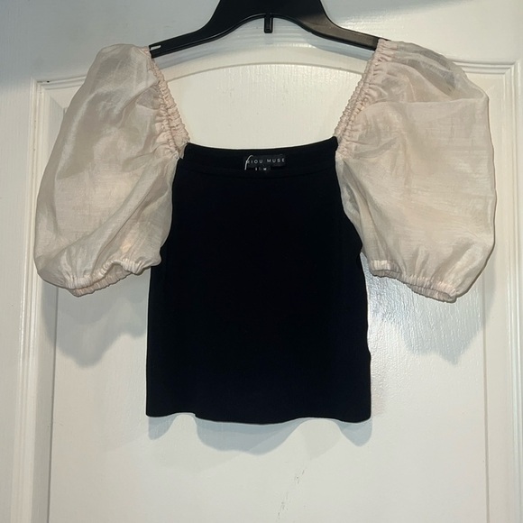 NWT Black and Cream Miou Muse Ethereal Top - Picture 1 of 5